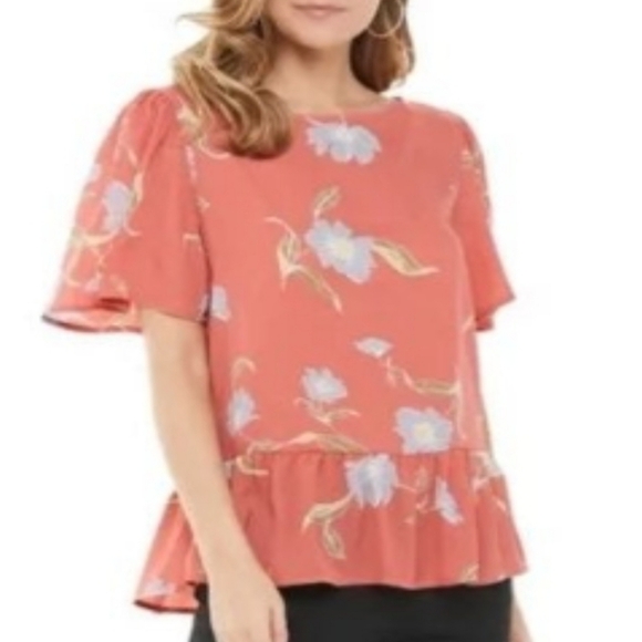 Apt. 9 XXL Girly Romantic Spring floral peplum short sleeve top - Picture 9 of 9